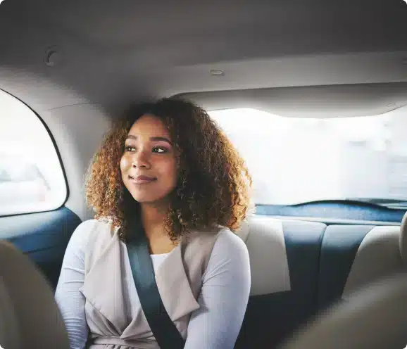 Woman in taxi